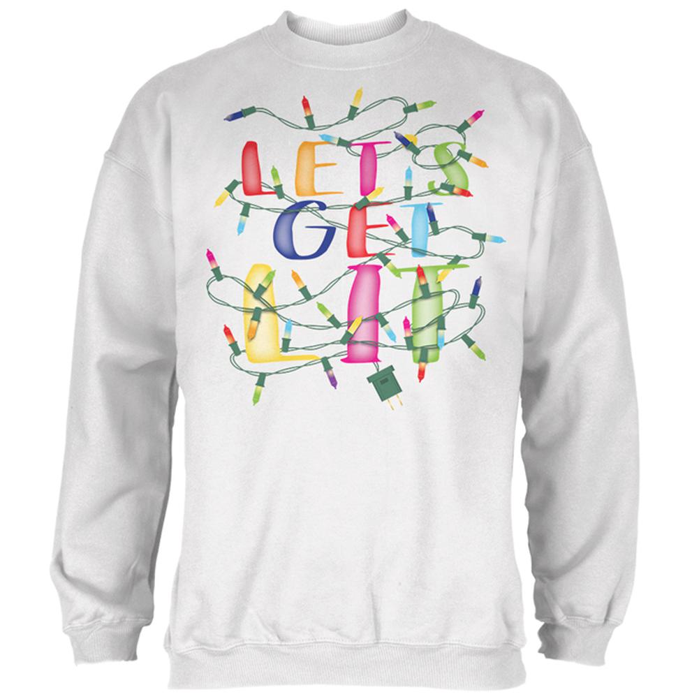 Christmas Lights Let's Get Lit Party Mens Sweatshirt Men's Sweatshirts Old Glory 2XL White 