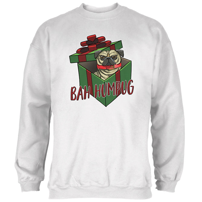 Christmas Bah Humpug Grumpy Scrooge Pug Gift Mens Sweatshirt Men's Sweatshirts Old Glory 2XL White 