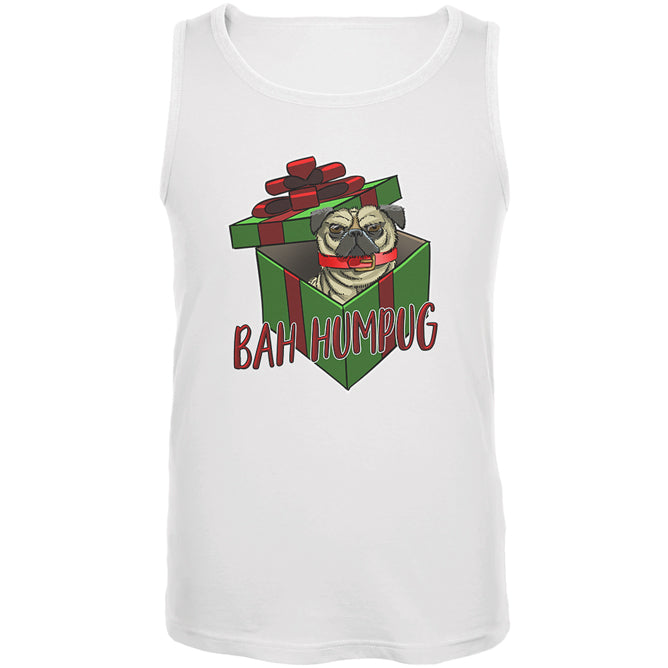 Christmas Bah Humpug Grumpy Scrooge Pug Gift Mens Tank Top Men's Tank Tops Old Glory 2XL White 