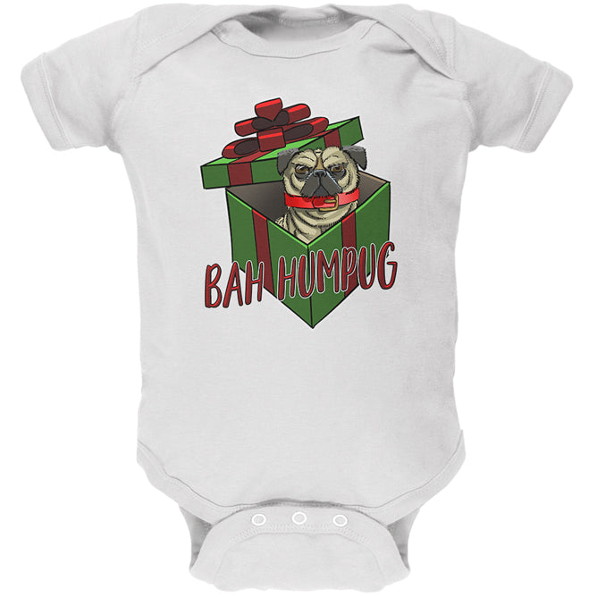 Christmas Bah Humpug Grumpy Scrooge Pug Gift Soft Baby One Piece Baby One Piece Old Glory 0-3M White 