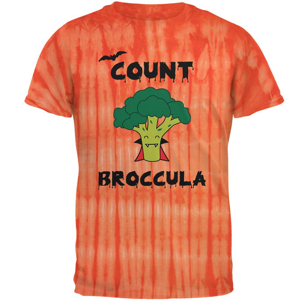 Healthy Halloween Count Broccula Adult T-Shirt Men's T-Shirts Old Glory SM Bamboo Orange Tie Dye 