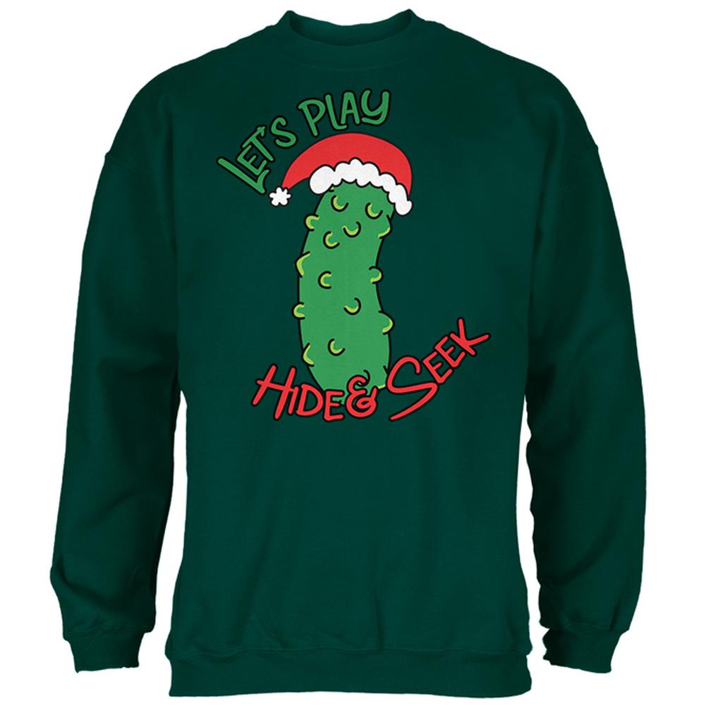 Christmas Pickle Hide And Seek Funny Mens Sweatshirt Men's Sweatshirts Old Glory 2XL Forest Green 