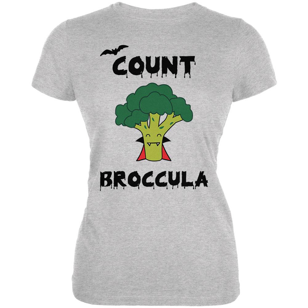 Halloween Vegetable Broccoli Count Broccula Dracula Funny Juniors Soft T Shirt Juniors T-Shirts Old Glory 2XL Heather 