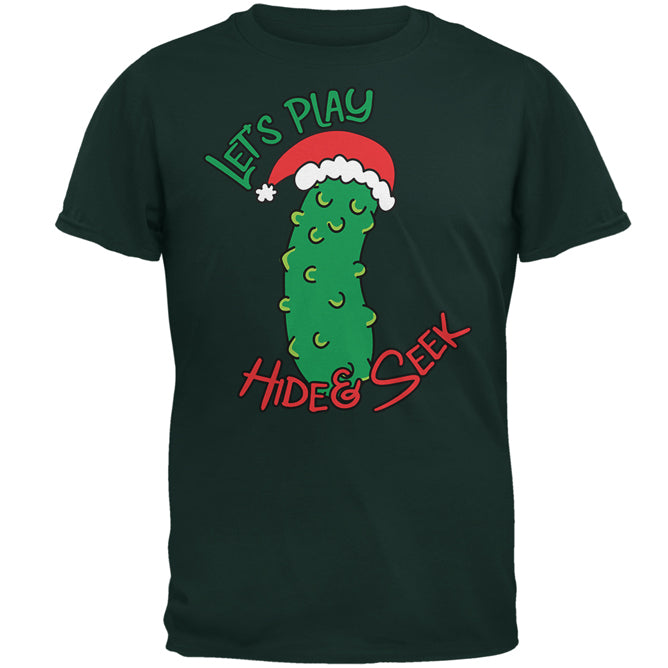 Christmas Pickle Hide And Seek Funny Mens T Shirt Men's T-Shirts Old Glory 2XL Dark Green 