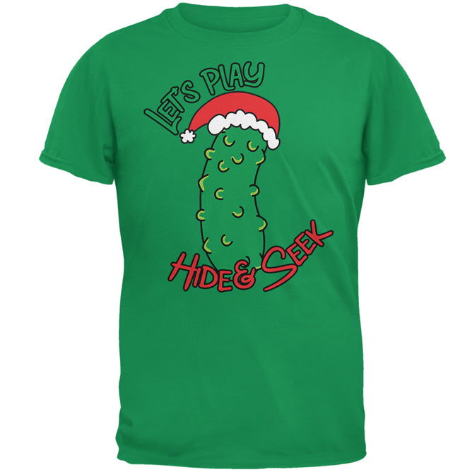 Christmas Pickle Hide And Seek Funny Mens T Shirt Men's T-Shirts Old Glory 2XL Green 