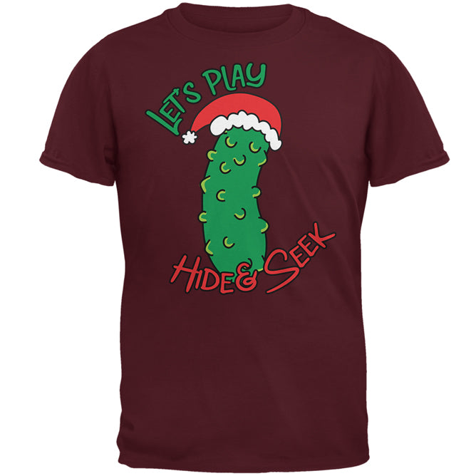 Christmas Pickle Hide And Seek Funny Mens T Shirt Men's T-Shirts Old Glory 2XL Red 