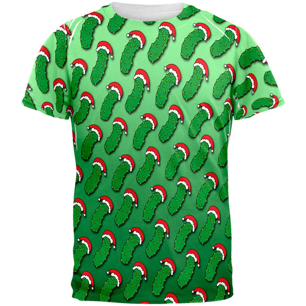 Christmas German Pickle Pattern All Over Mens T Shirt Men's T-Shirts Old Glory 2XL Multi 