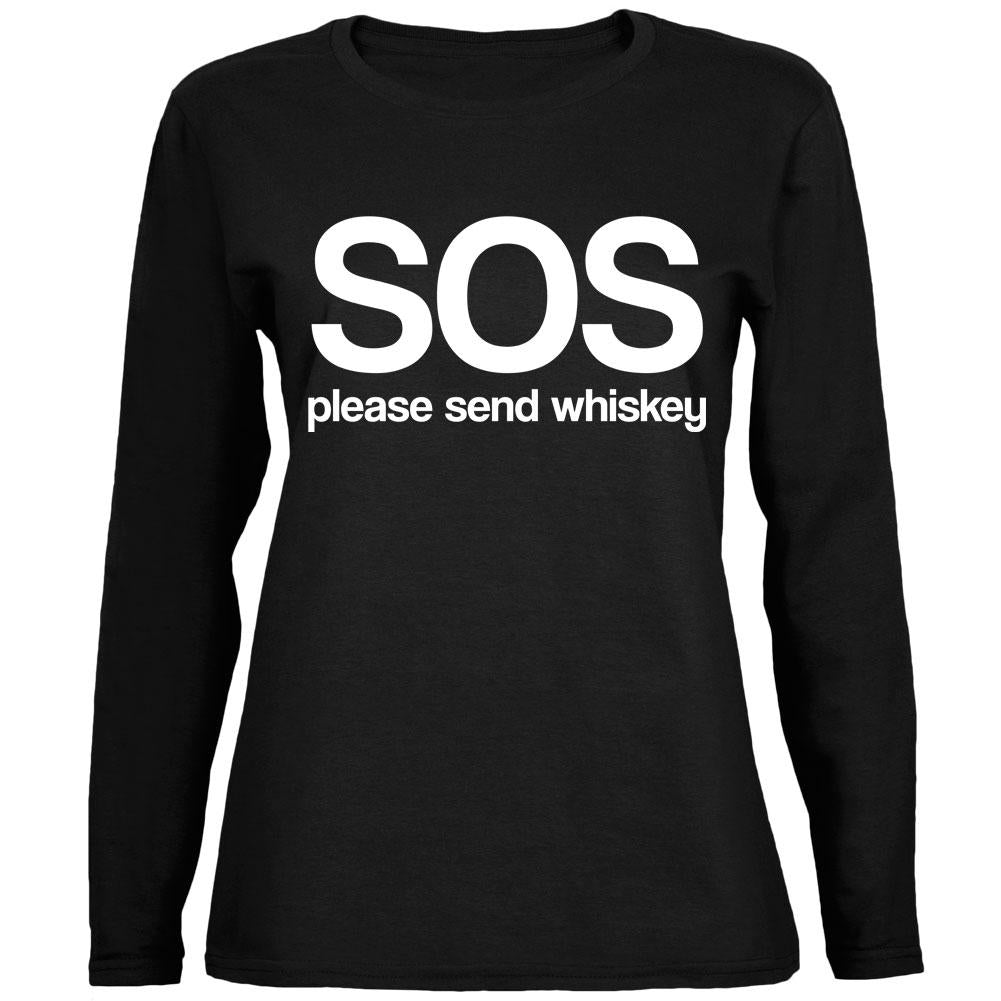 SOS Please Send Whiskey Ladies' Relaxed Jersey Long-Sleeve Tee Women's Long Sleeves Old Glory 2XL Black 