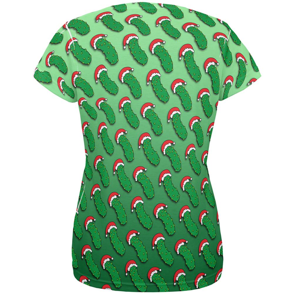 Christmas German Pickle Pattern All Over Womens T Shirt Women's T-Shirts Old Glory   