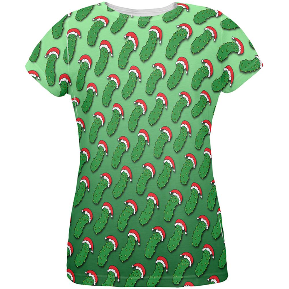 Christmas German Pickle Pattern All Over Womens T Shirt Women's T-Shirts Old Glory 2XL Multi 