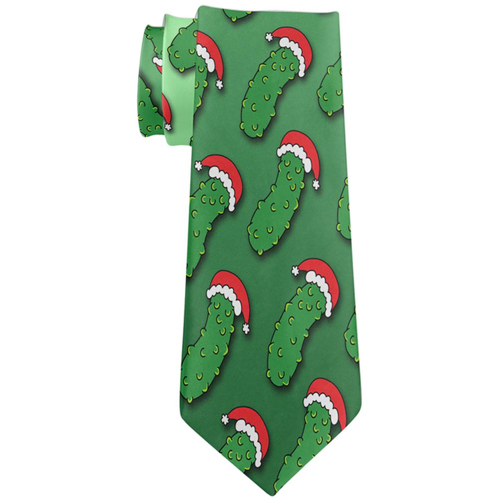 Christmas German Pickle Pattern All Over Neck Tie Ties Old Glory OS Multi 