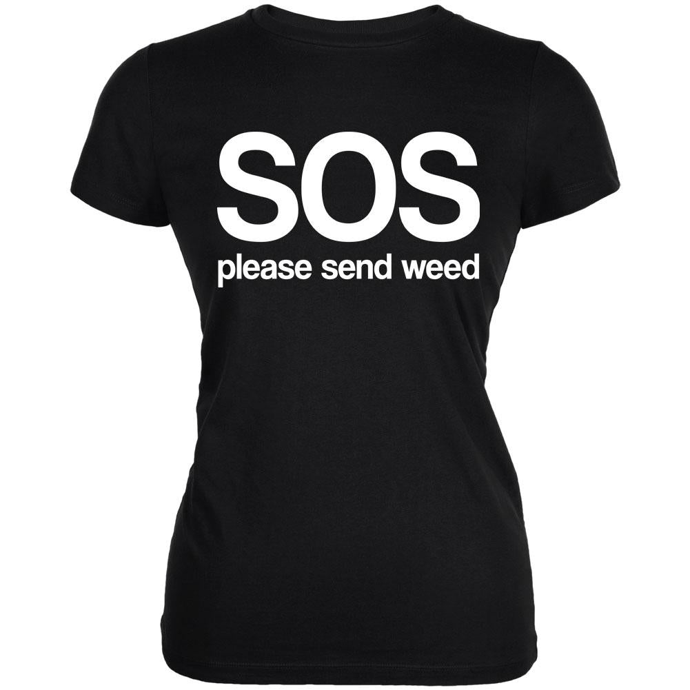 SOS Please Send Marijuana Juniors Soft T Shirt Juniors T-Shirts Old Glory 2XL Black 