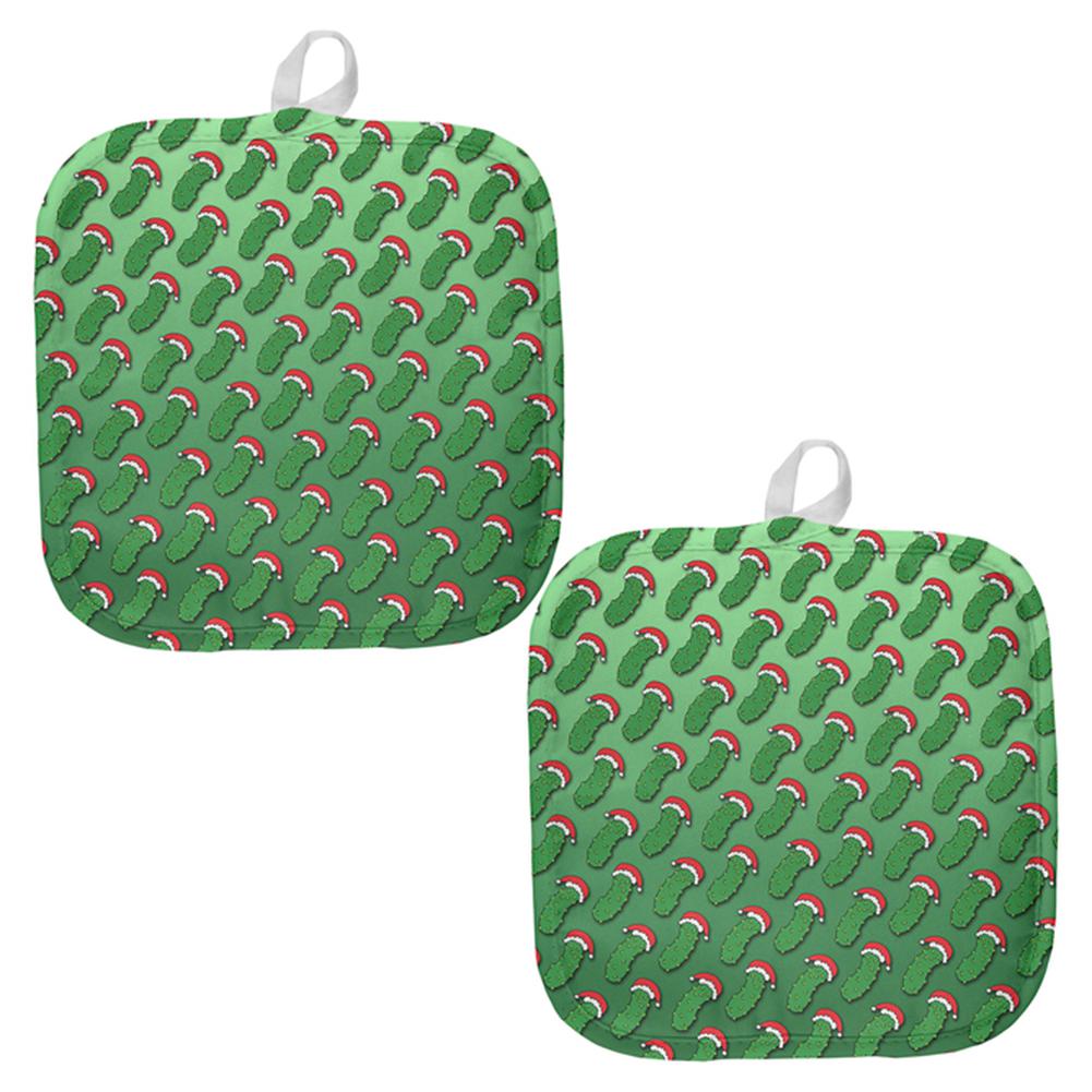 Christmas German Pickle Pattern All Over Pot Holder (Set of 2) Pot Holders Old Glory OS Multi 