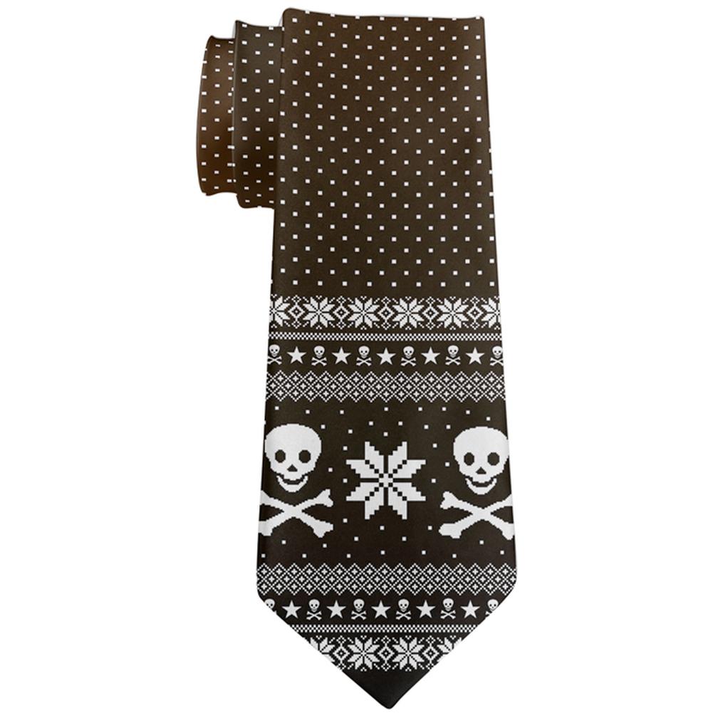 Ugly Christmas Sweater Pirate Skull and Crossbones All Over Neck Tie Ties Old Glory OS Multi 