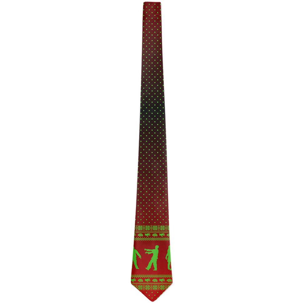 Ugly Christmas Sweater Zombie Brains All Over Neck Tie Ties Old Glory   