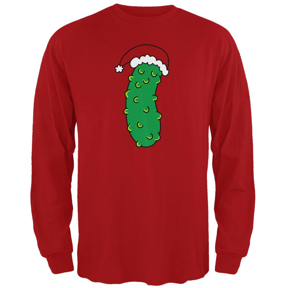 Christmas Pickle Mens Long Sleeve T Shirt Men's Long Sleeves Old Glory 2XL Red 