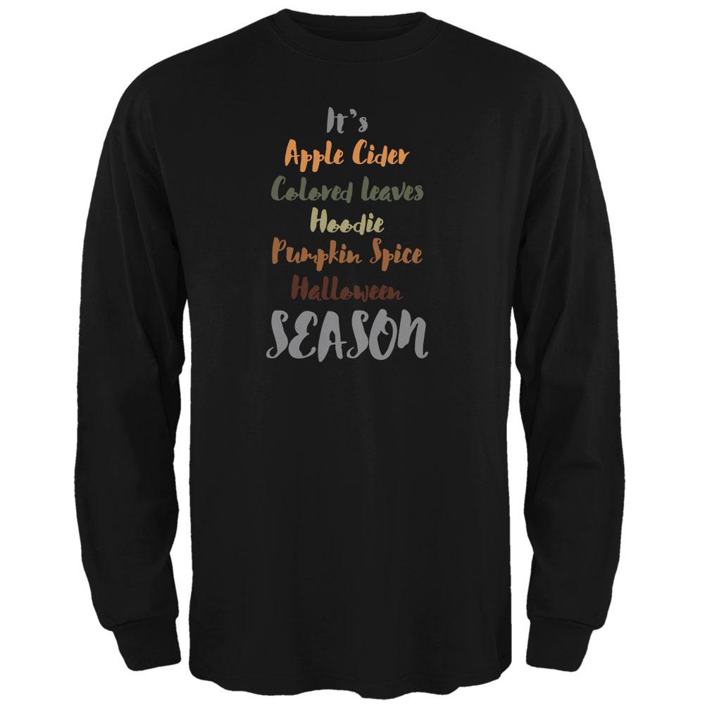 Autumn Apple Pumpkin Leaves Hoodie Season Mens Long Sleeve T Shirt Men's Long Sleeves Old Glory 2XL Black 