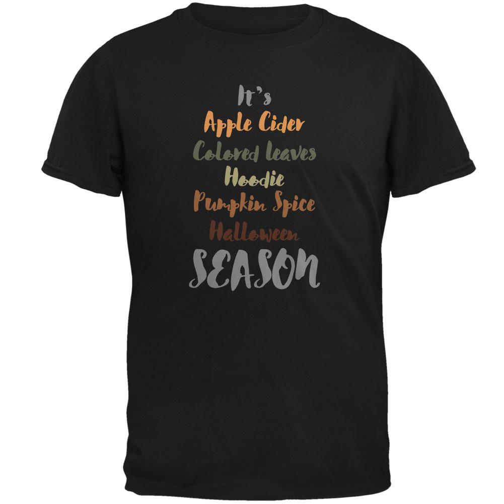 Autumn Apple Pumpkin Leaves Hoodie Season Mens T Shirt Men's T-Shirts Old Glory 2XL Black 