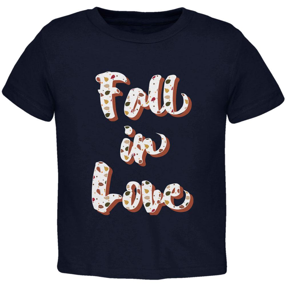 Autumn Fall in Love Leaves Pattern Toddler T Shirt Toddler T-Shirts Old Glory 2T Navy 