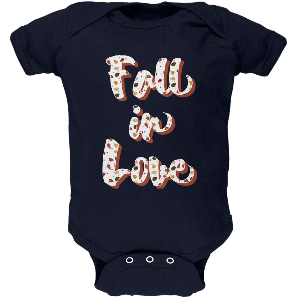 Autumn Fall in Love Leaves Pattern Soft Baby One Piece Baby One Piece Old Glory 12MO Navy 