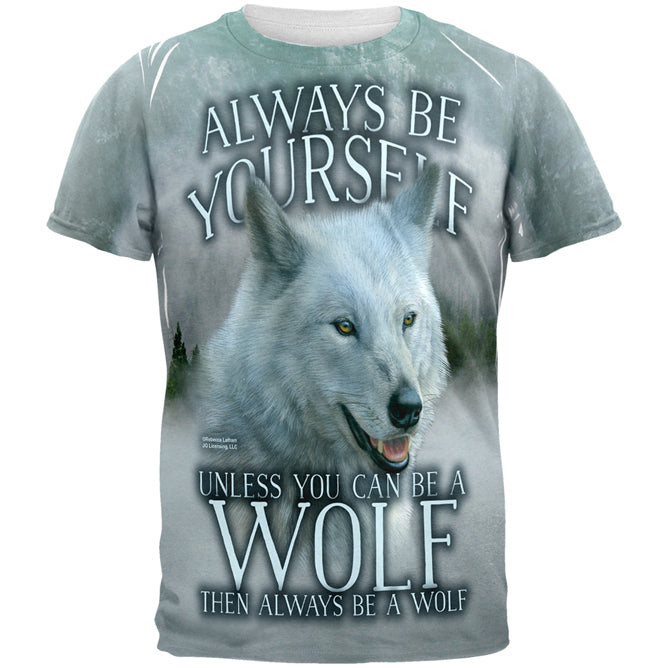 Always Be Yourself Unless White Wolf All Over Mens T Shirt Men's T-Shirts Old Glory 2XL Multi 