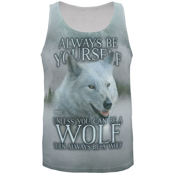 Always Be Yourself Unless White Wolf All Over Mens Tank Top Men's Tank Tops Old Glory 2XL Multi 