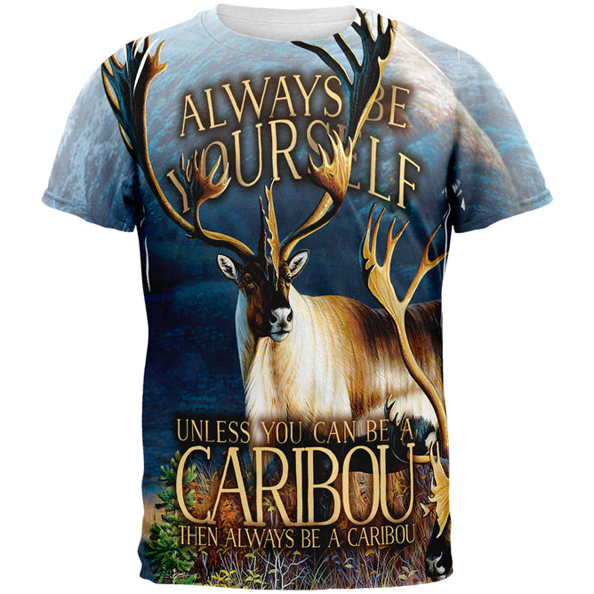 Always Be Yourself Caribou Reindeer All Over Mens T Shirt Men's T-Shirts Old Glory 2XL Multi 