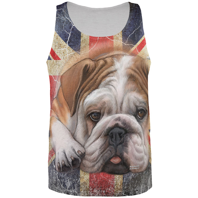 English Bulldog Union Jack Flag Live Forever All Over Mens Tank Top Men's Tank Tops Old Glory 2XL Multicolored 