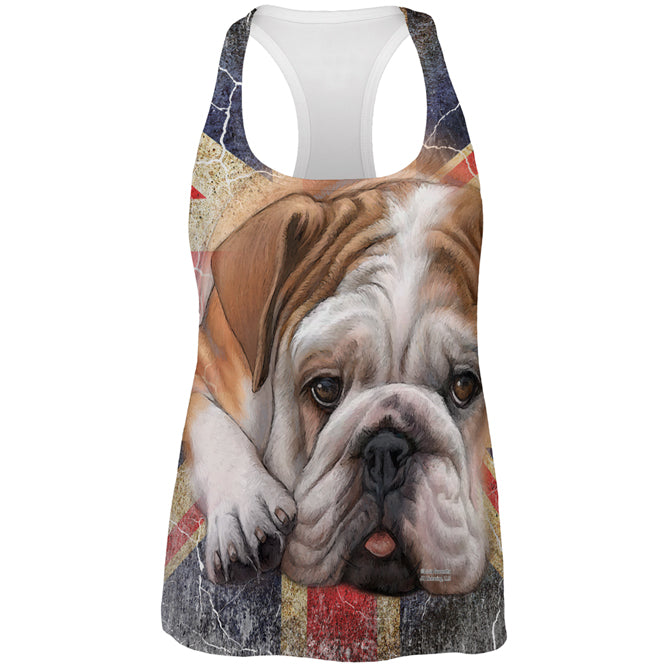 English Bulldog Union Jack Flag Live Forever All Over Womens Work Out Tank Top Women's Tank Tops Old Glory 2XL Multicolored 