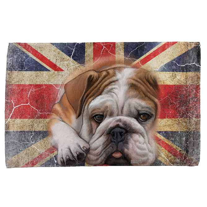 English Bulldog Union Jack Flag Live Forever All Over Hand Towel Hand Towel Old Glory OS Multicoloured 