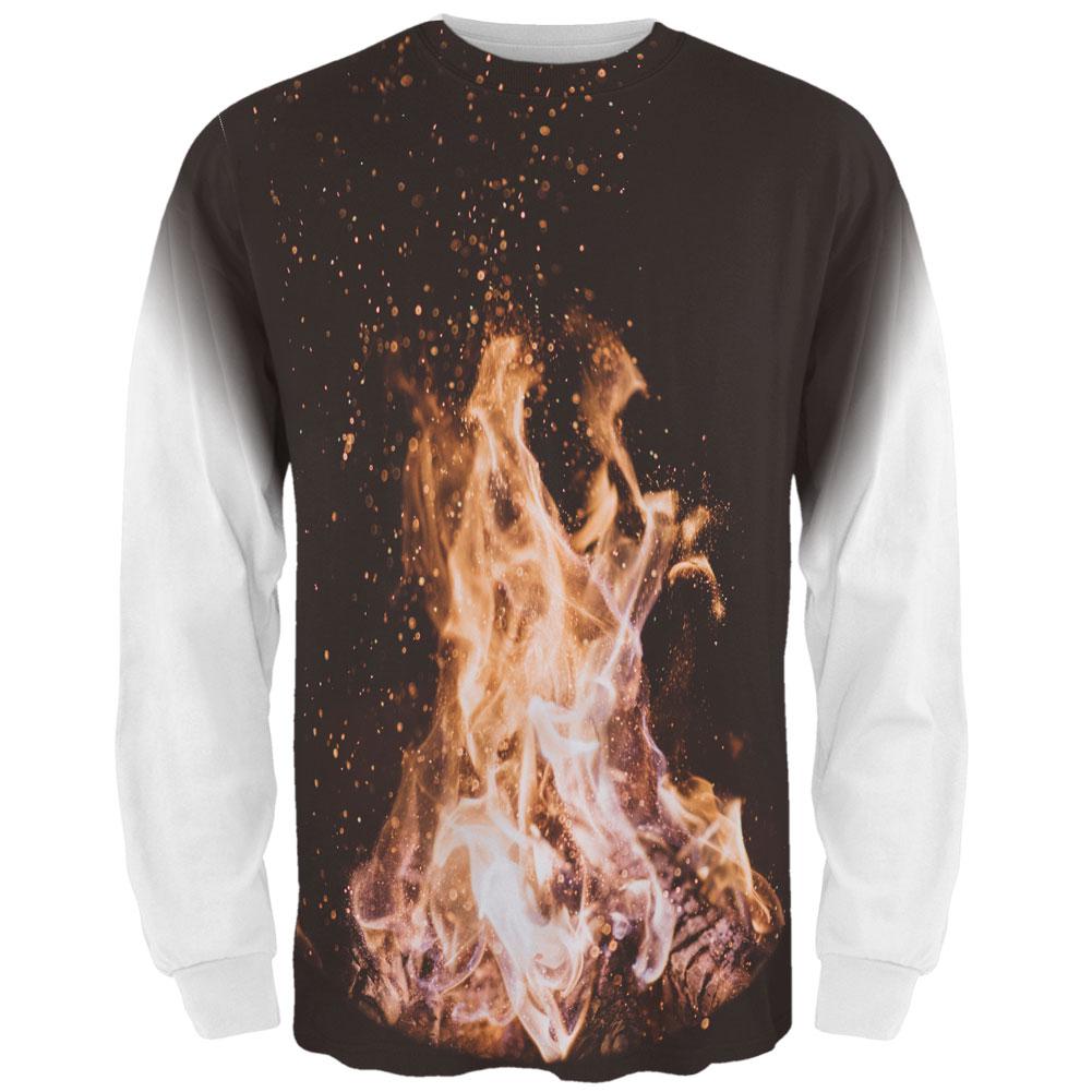 Autumn Bonfire Love All Over Mens Long Sleeve T Shirt Men's Long Sleeves Old Glory LG Multi 