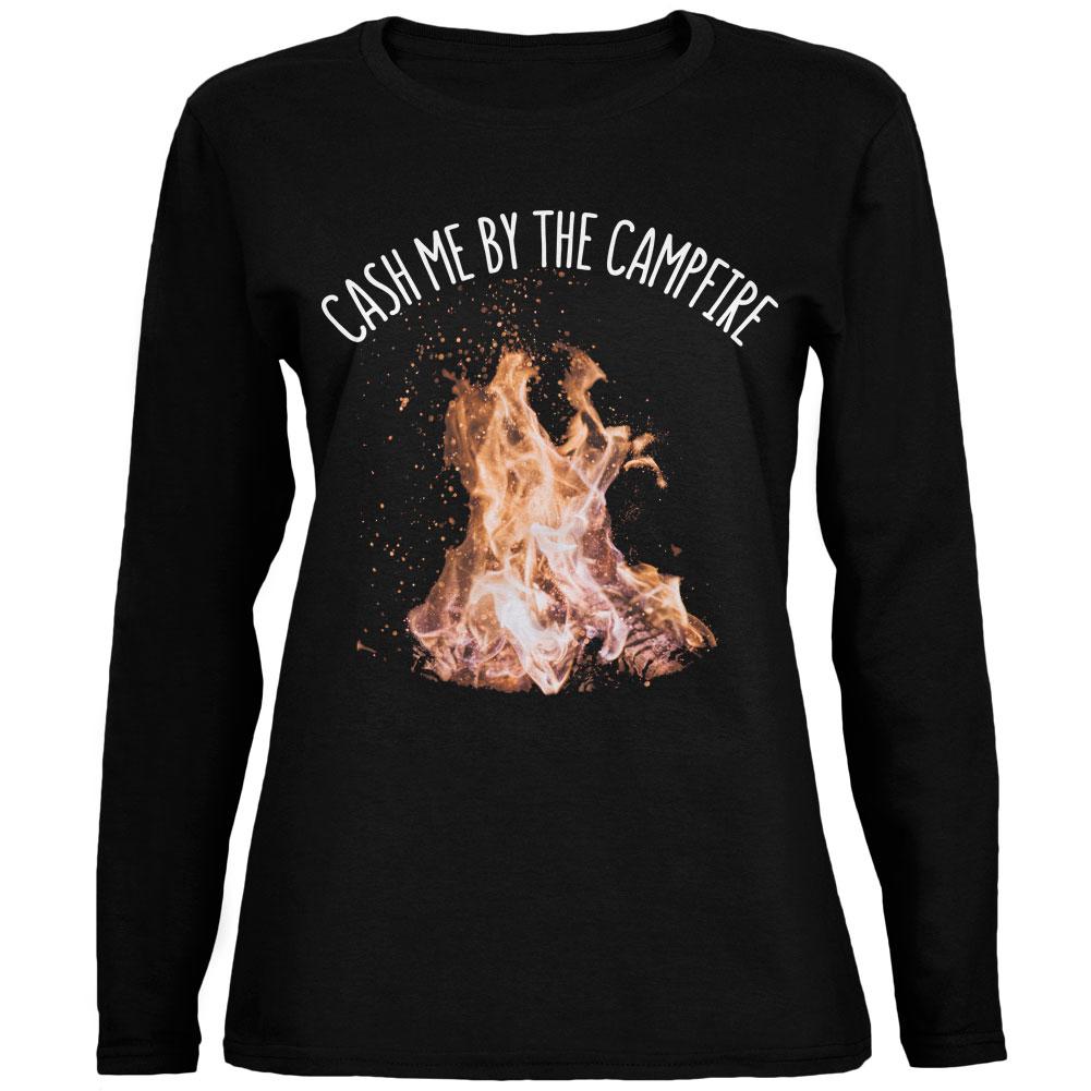 Autumn Cash Me by the Campfire Ladies' Relaxed Jersey Long-Sleeve Tee Women's Long Sleeves Old Glory 2XL Black 