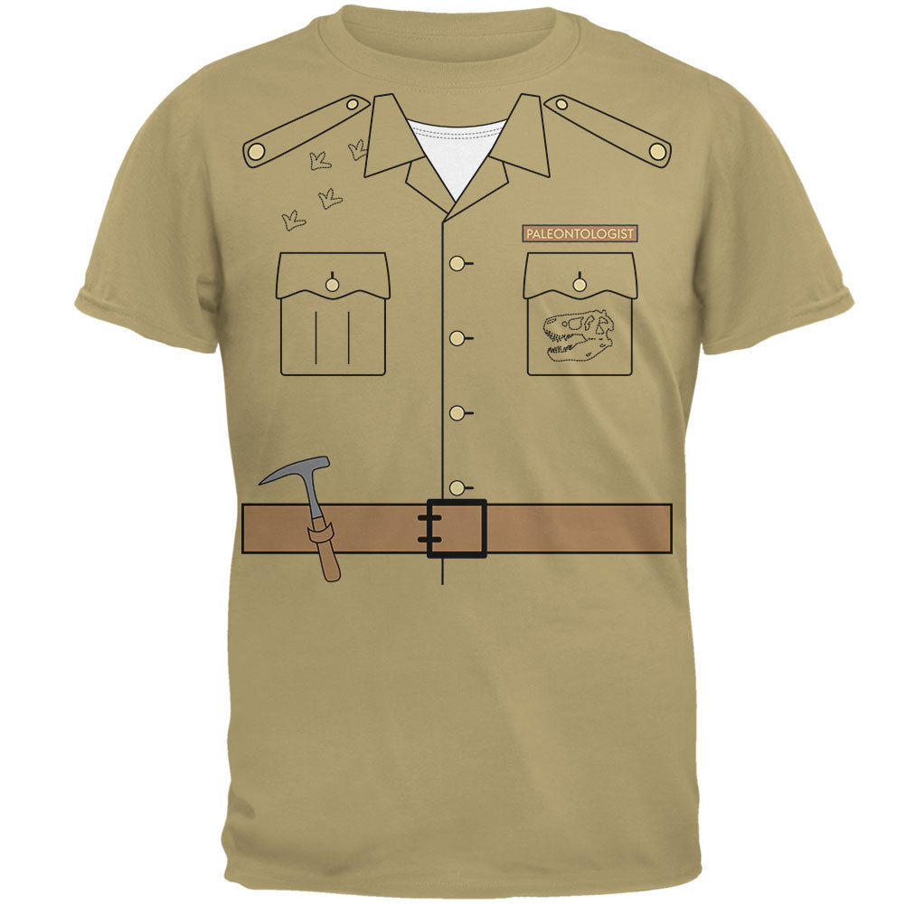 Halloween Paleontologist Dinosaur Hunter Costume Mens T Shirt Men's T-Shirts Old Glory LG Tan 