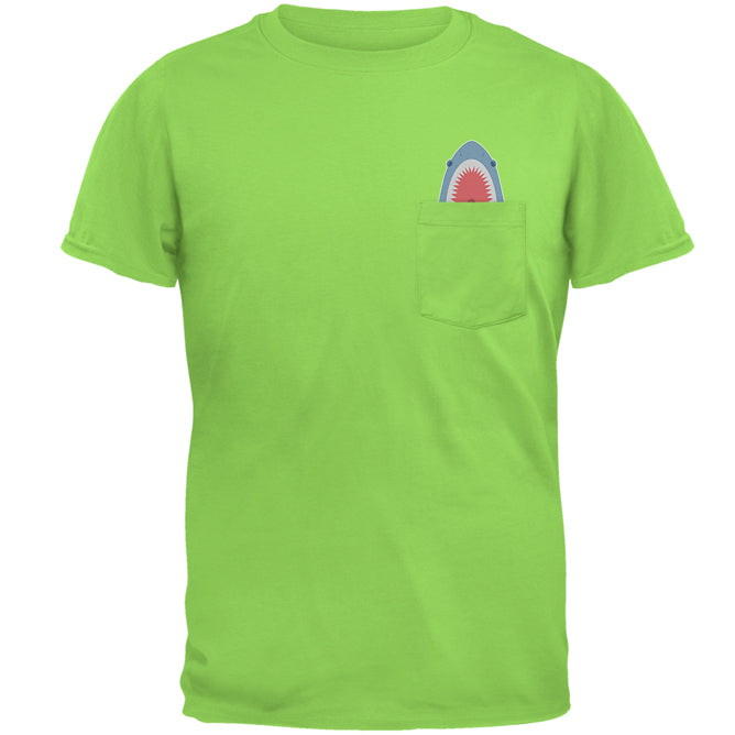 Cute Shark Pocket Pet You Look Yummy Mens Pocket T Shirt Men's T-Shirts Old Glory 2XL Lime 