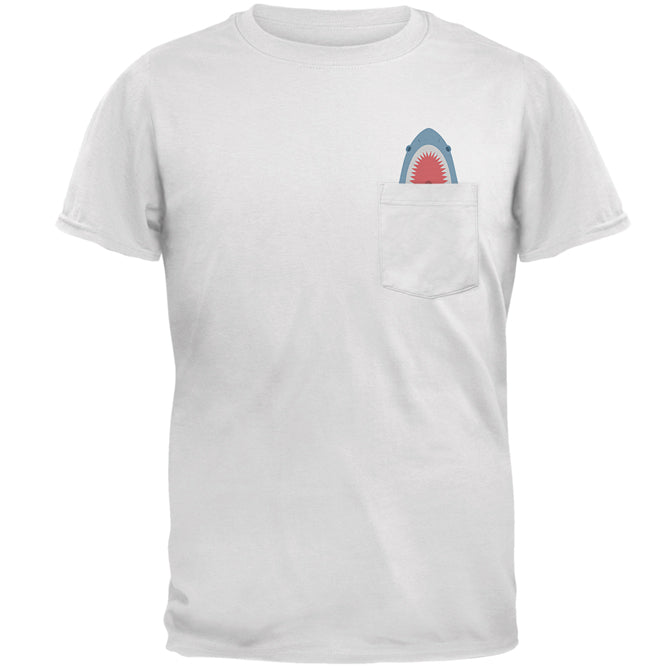 Cute Shark Pocket Pet You Look Yummy Mens Pocket T Shirt Men's T-Shirts Old Glory 2XL White 