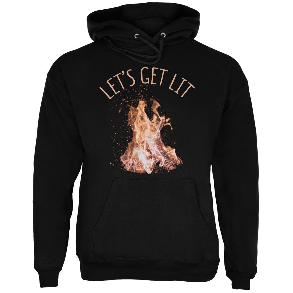 Autumn Let's Get Lit Bonfire Pun Mens Hoodie Men's Hoodies Old Glory 2XL Black 