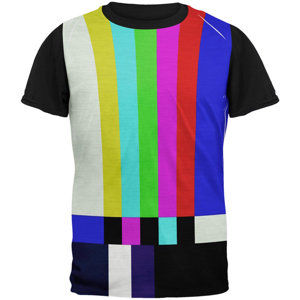 Halloween SMPTE Color Bars Late Night TV Costume All Over Mens Black Back T Shirt Men's T-Shirts Old Glory MD Multi 