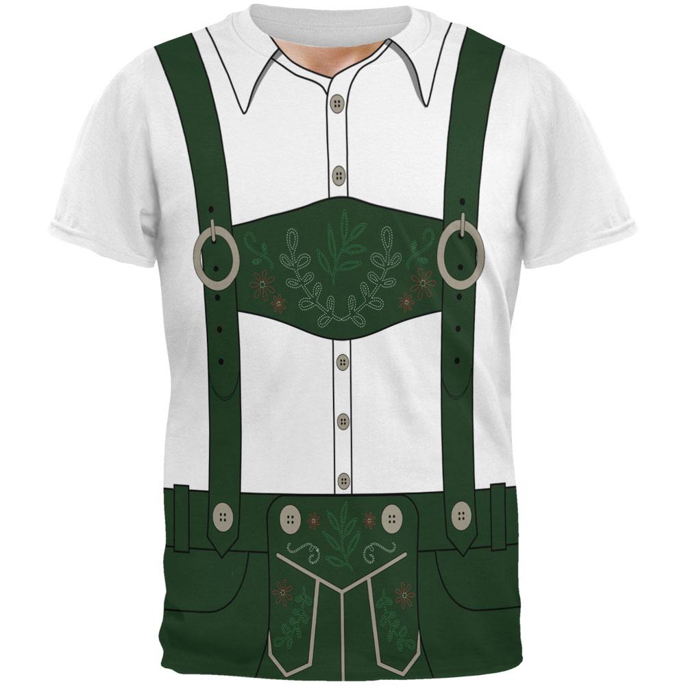 Halloween Lederhosen Yodelling Yodeller Costume Swiss All Over Mens T Shirt Men's T-Shirts Old Glory 2XL Multi 