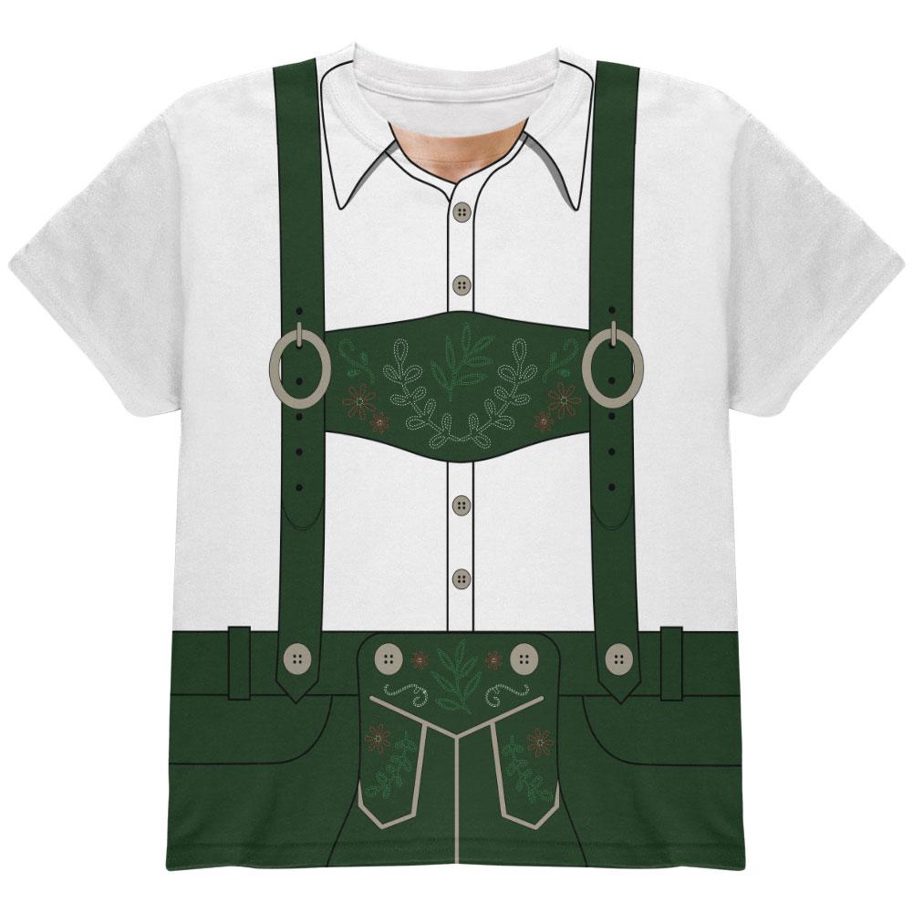 Halloween Lederhosen Yodelling Yodeller Costume Swiss All Over Youth T Shirt Youth T-Shirts Old Glory LG Multi 