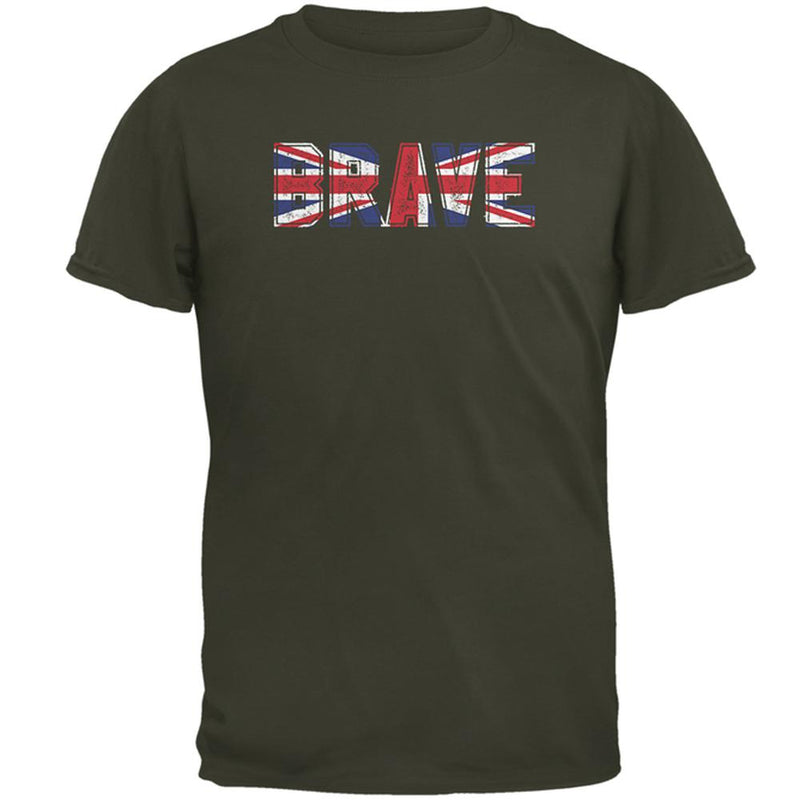 Guy Fawkes Day Brave Union Jack British Flag Mens T Shirt Men's T-Shirts Old Glory MD Olive 