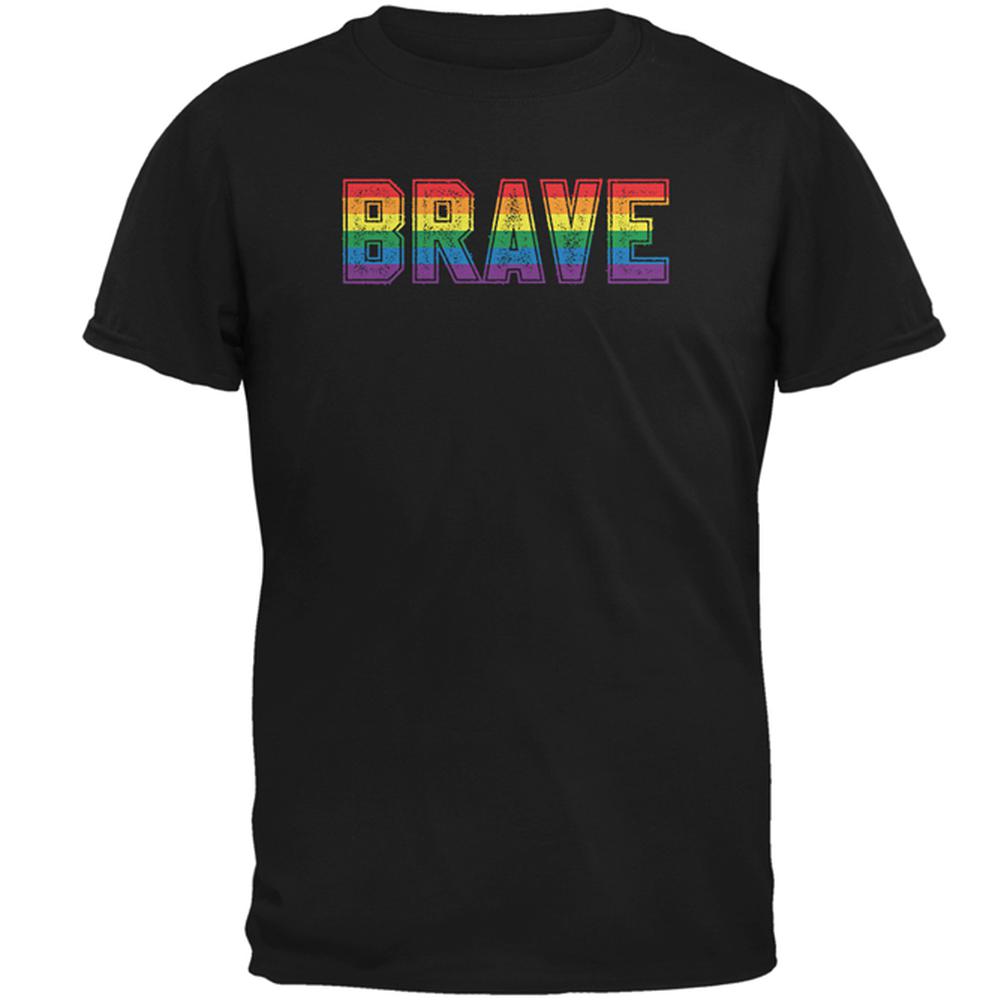 Brave Gay Pride Flag LGBTQ Mens T Shirt Men's T-Shirts Old Glory 2XL Black 