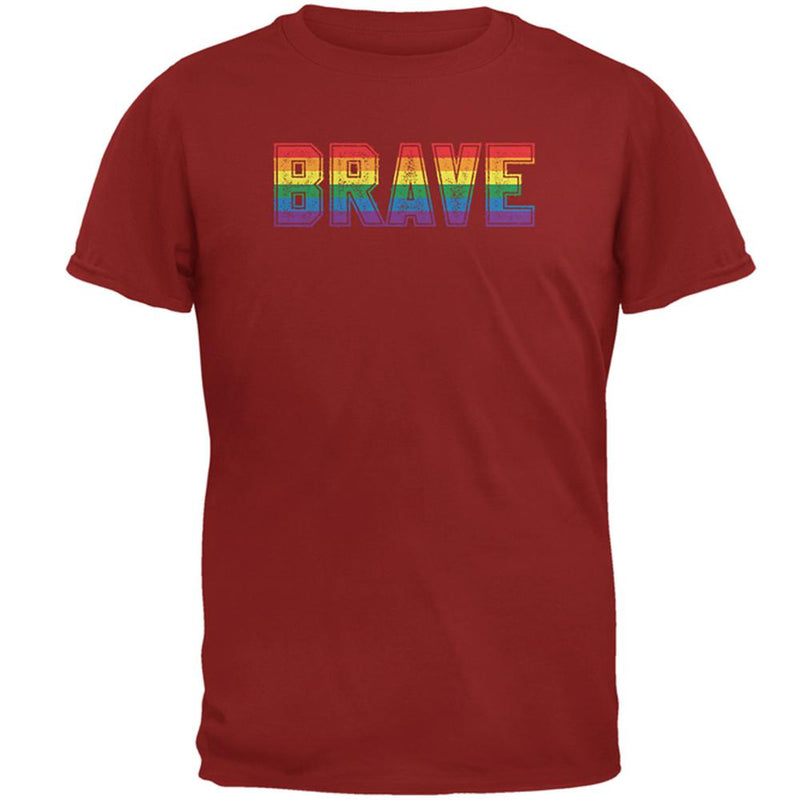 Brave Gay Pride Flag LGBTQ Mens T Shirt Men's T-Shirts Old Glory 2XL Cardinal Red 