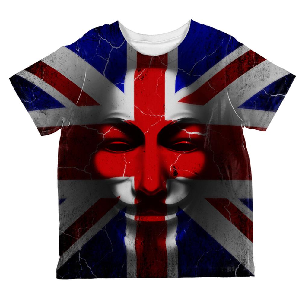 Guy Fawkes Day Union Jack Distressed British Flag Mask All Over Toddler T Shirt Toddler T-Shirts Old Glory 2T Multi 