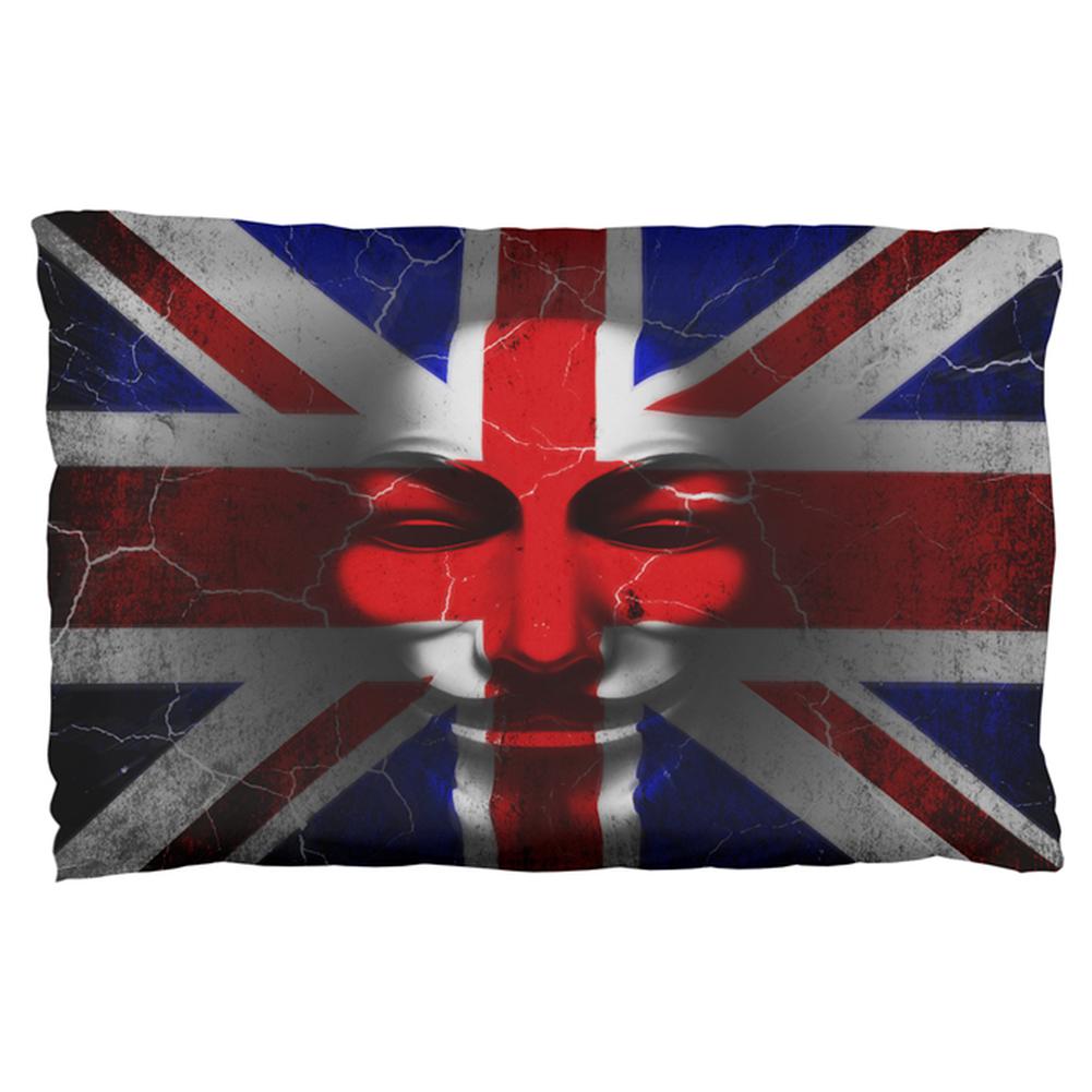 Guy Fawkes Day Union Jack Distressed British Flag Mask Pillow Case Pillowcases Old Glory OS Multi 