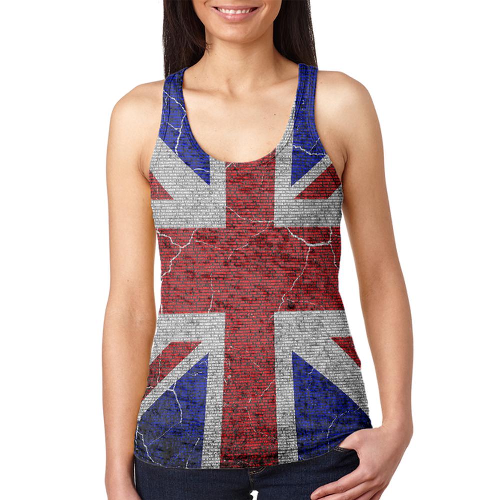 5th of November Rhyme Union Jack British Flag Juniors Burnout Racerback Tank Top Juniors Tank Tops Old Glory 2XL Multi 