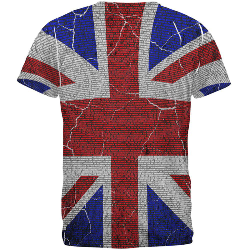 5th of November Rhyme Union Jack British Flag All Over Mens T Shirt Men's T-Shirts Old Glory   