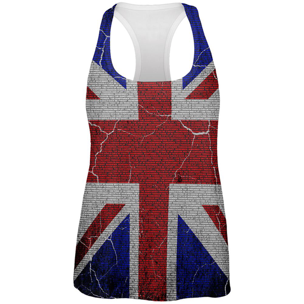 5th of November Rhyme Union Jack British Flag All Over Womens Work Out Tank Top Women's Tank Tops Old Glory 2XL Multi 