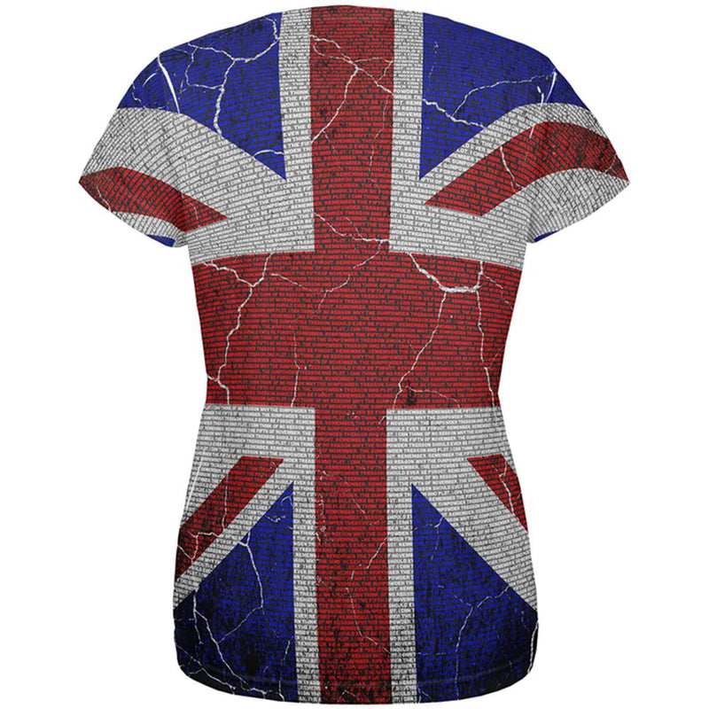 5th of November Rhyme Union Jack British Flag All Over Womens T Shirt Women's T-Shirts Old Glory   