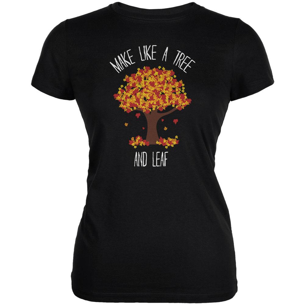 Make Like a Tree and Leaf Pun Juniors Soft T Shirt Juniors T-Shirts Old Glory 2XL Black 
