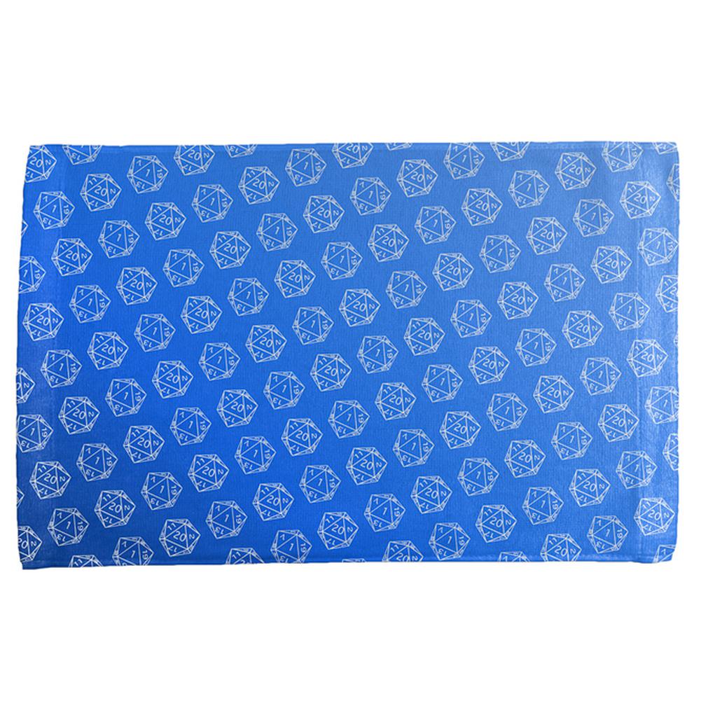 D20 Gamer Critical Hit and Fumble Blue Pattern All Over Hand Towel Hand Towel Old Glory OS Multi 